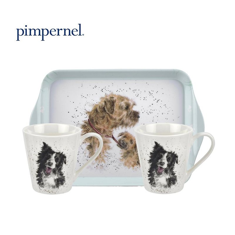Pimpernel Wrendale Mug and Tray Set (Dogs) - แก้วมัค/แก้วกาแฟ - เครื่องลายคราม ขาว