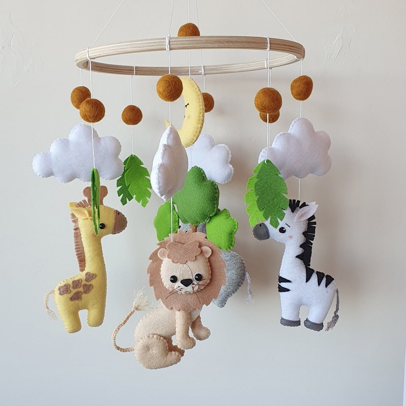 Safari baby mobiles, Jungle mobile, safari nursery decor, hanging mobile - 寶寶/兒童玩具/玩偶 - 環保材質 