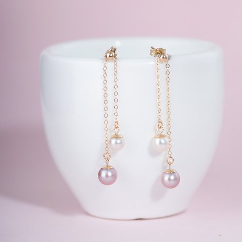 Pink Laboratory 粉紅製造 天然珍珠14K包金耳環