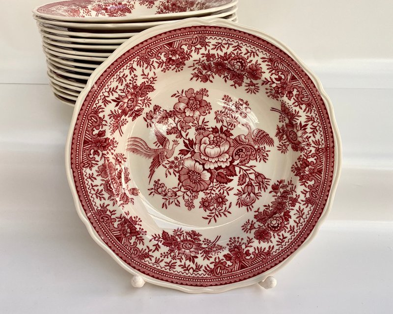 復古深湯盤 Villeroy & Boch 紅色瓷器 70 年代德國 - 盤子/餐盤/盤架 - 瓷 多色