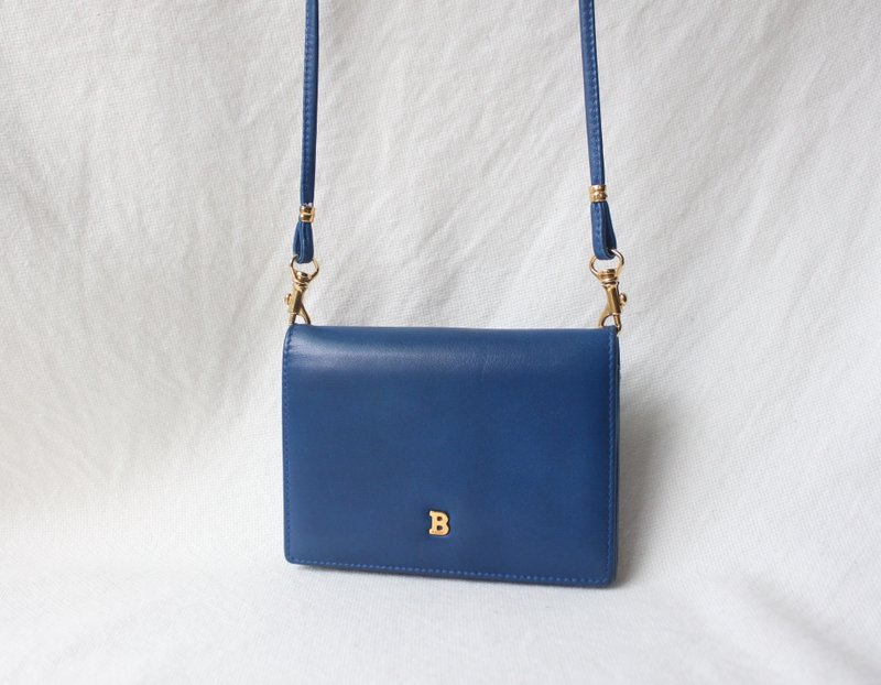 FOAK vintage/reserved/Bally mineral blue sheepskin antique short clip - Messenger Bags & Sling Bags - Genuine Leather 