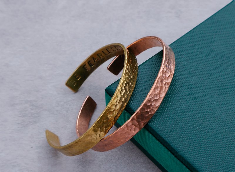 Tainan Metalwork|Water Ripple Forged Bracelet| Bronze|Cultural Coin|One Person Group|Couple Bracelet - งานโลหะ/เครื่องประดับ - ทองแดงทองเหลือง 