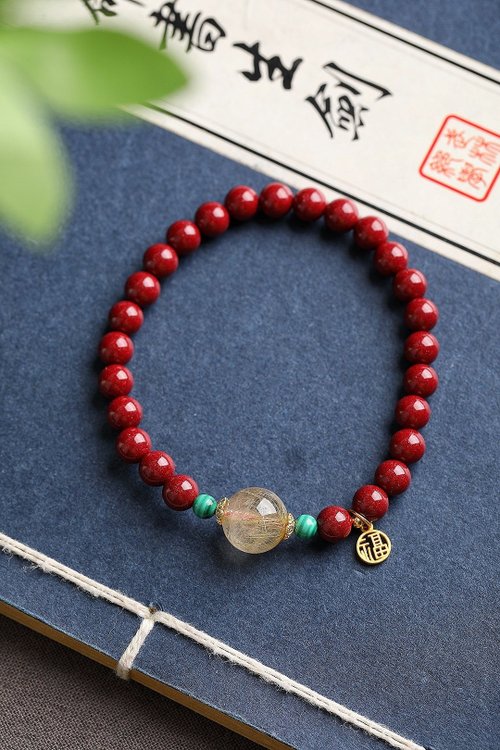 水墨 天然原礦硃砂精品紫金砂單圈手鏈 規格6mm 硃砂含量高達95以
