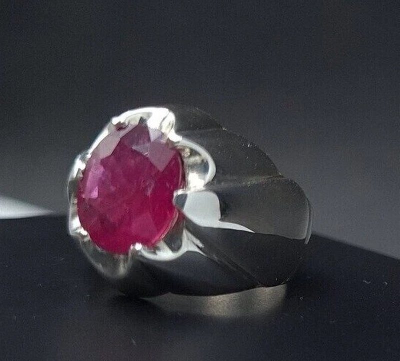 mens ruby ring from African Mines High quality Flux Filled mens ruby yaqoot gift - 戒指 - 寶石 粉紅色