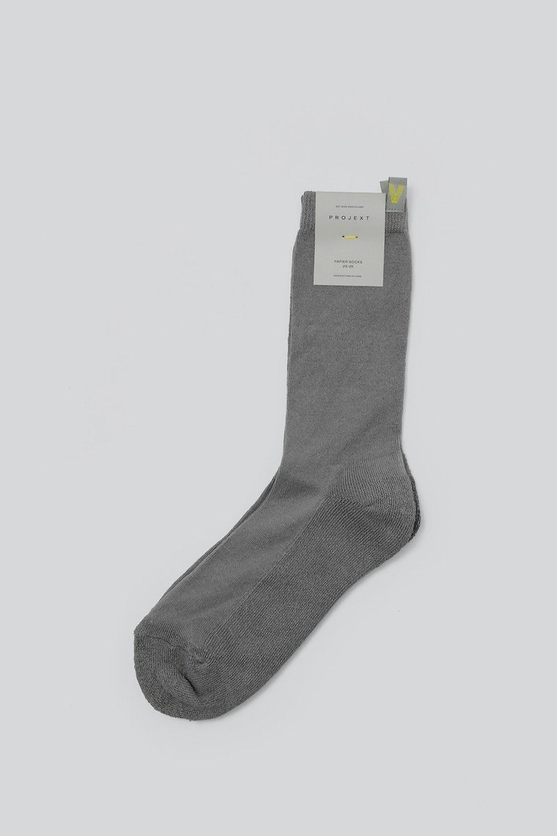 Deodorant and antibacterial, breathable and comfortable casual and paper socks gray Papier Crew Socks Gary - ถุงเท้า - ผ้าฝ้าย/ผ้าลินิน สีเทา