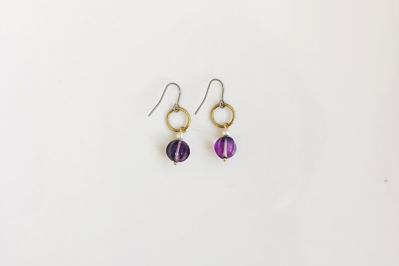 Amethyst Pearl Glass Stud Earrings - Earrings & Clip-ons - Glass Purple
