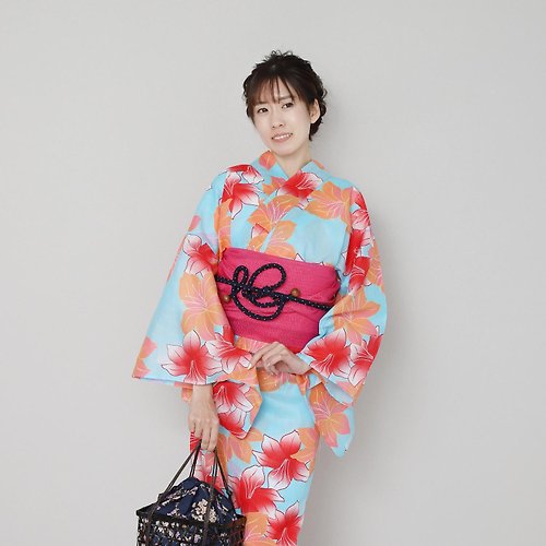fuukakimono 日本 和服 梭織 女性 浴衣 腰封 2件組 F Size x26-3a yukata