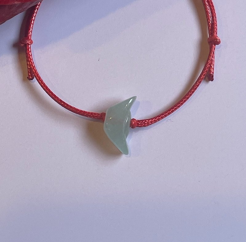 [Prayer II for Wealth] Yuan Bao II Red Thread II Bracelet Burmese Jade A Grade Jadeite Bracelet Bracelet - Bracelets - Jade 