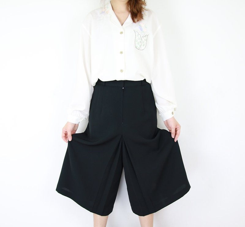Back to Green:: Comfortable wide pants Japanese wide pants //vintage culottes// - Women's Pants - Other Man-Made Fibers 
