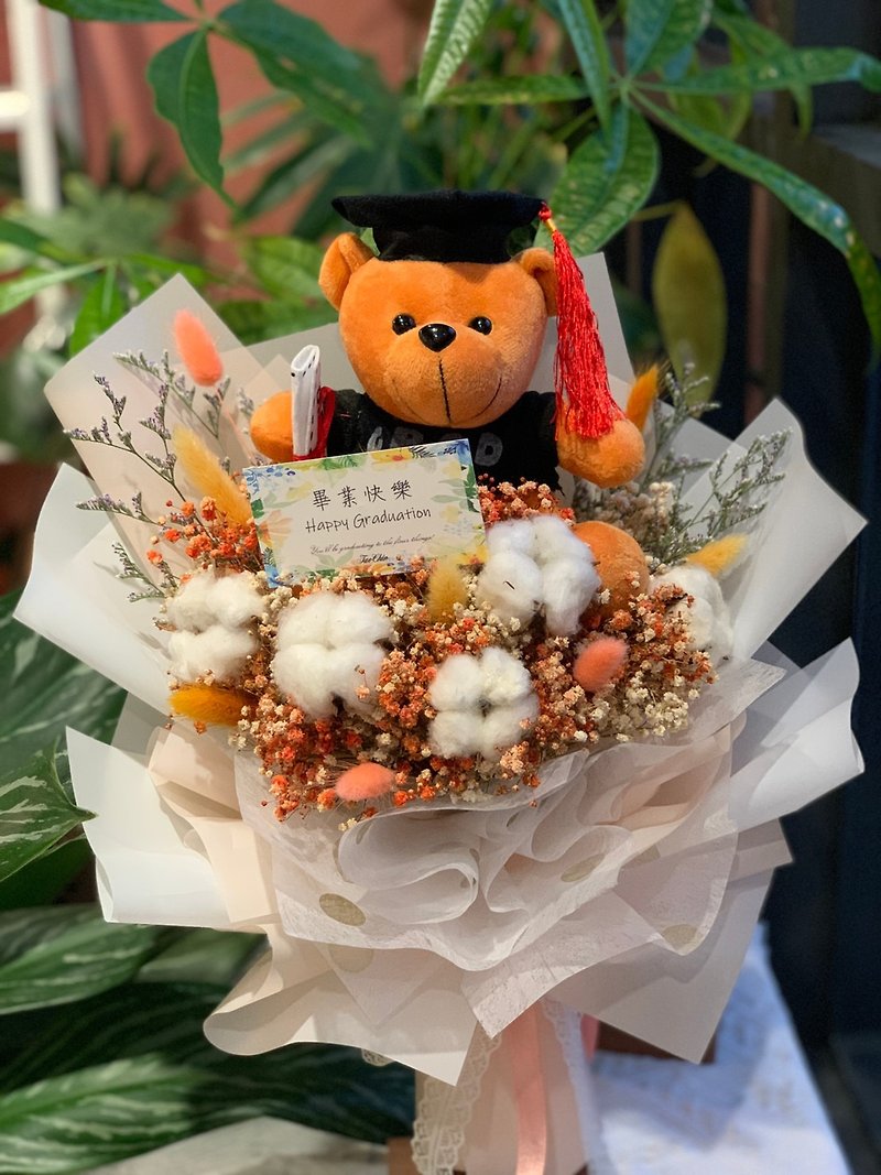 畢業熊快樂 乾燥花束-共4色.畢業花束.畢業花禮 - 乾花/永生花 - 植物．花 多色