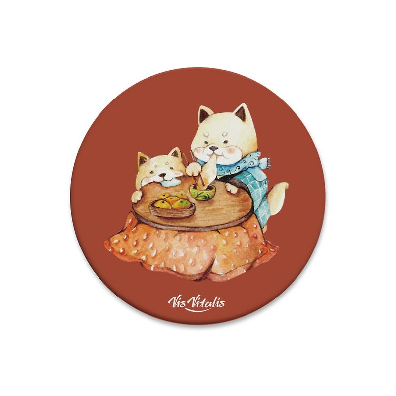 Shiba Inu coaster / illustration round absorbent coaster / gift exchange - Coasters - Other Materials Red