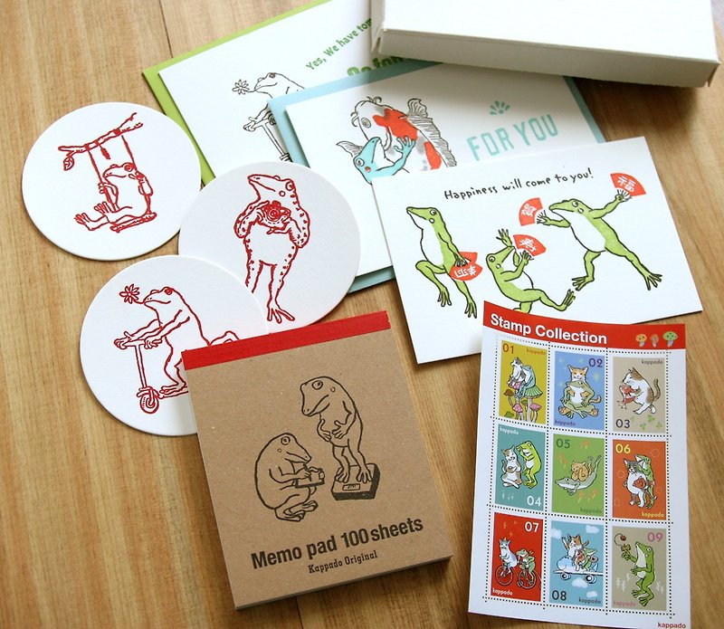 Stationary set, Frog---Letterpress gift box - Cards & Postcards - Paper Green