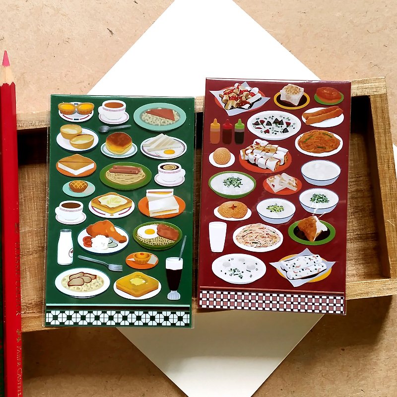 Hongkong Food & Drink Stickers (2 Pieces Set) - สติกเกอร์ - วัสดุอื่นๆ สีเขียว