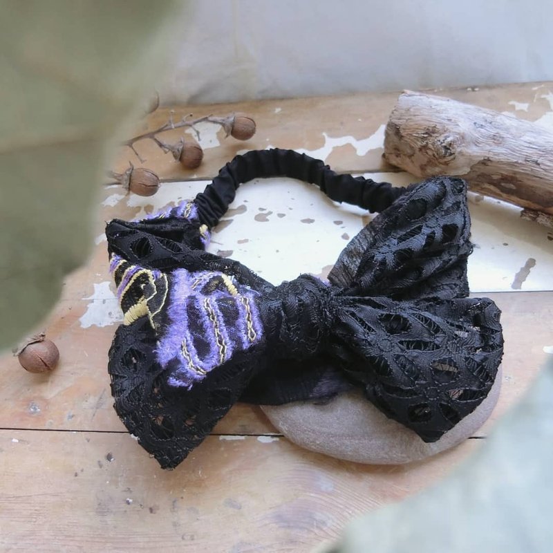Hairy lace bow headband - ที่คาดผม - วัสดุอื่นๆ สีดำ