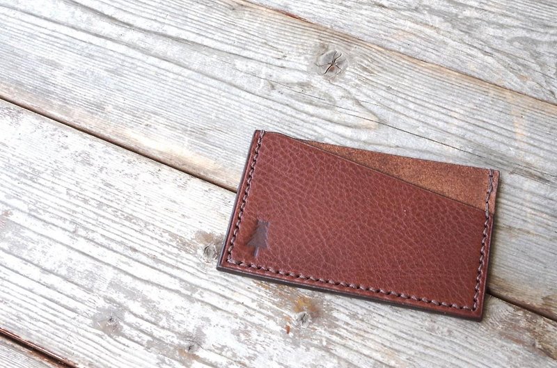 Italian leather pass case chocolate / Italian leather pass # choco - ID & Badge Holders - Genuine Leather Brown