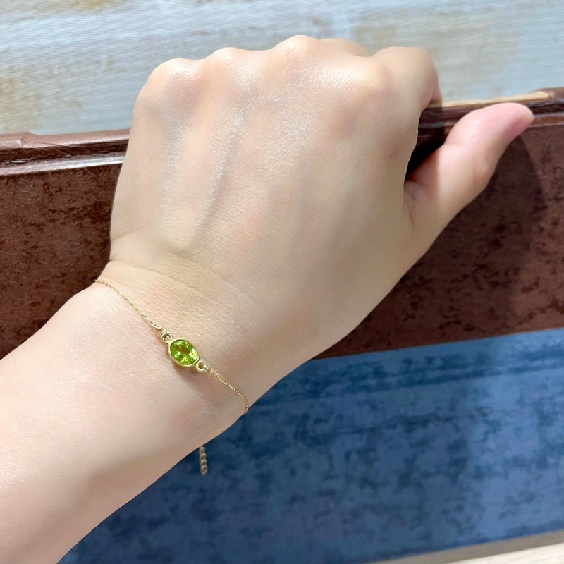 Natural stone peridot K10 ultra-thin bracelet - สร้อยข้อมือ - เครื่องประดับ 