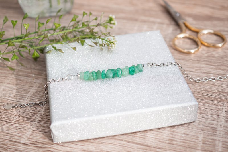 Aventurine Bracelet, 925 Silver, Gemini stone, Virgo gem, Lunar New Year Gift - 手鍊/手環 - 寶石 綠色
