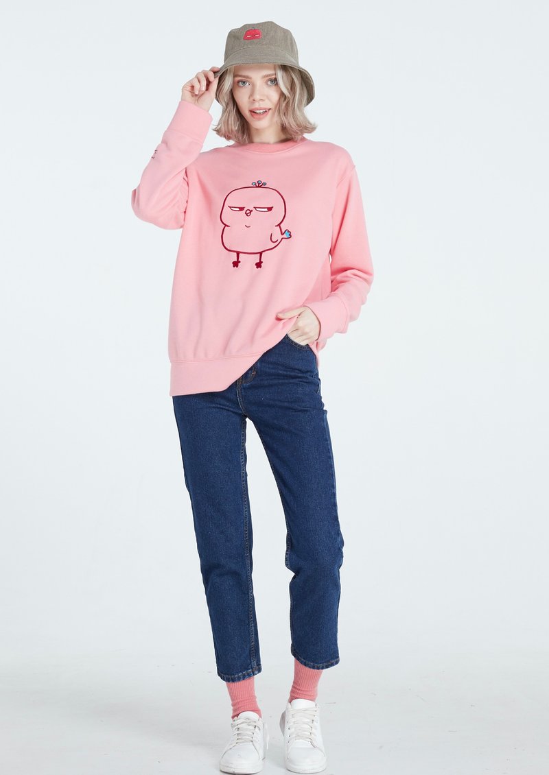 Phebie embroidery sweatshirt : Pink - 帽T/大學T - 棉．麻 粉紅色