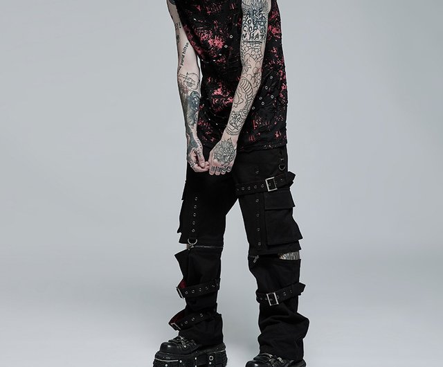 Punk Rave Black Gothic Punk Detachable Two-Wear Pants for Men 