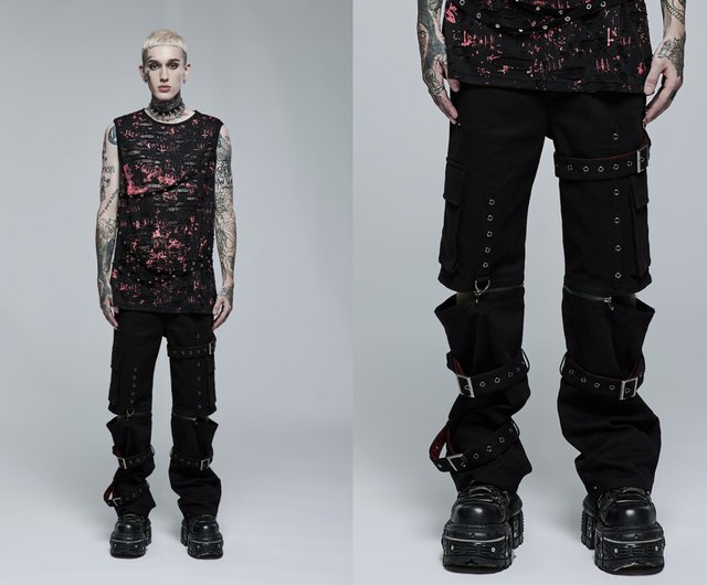 punk rave y2k チェーン付きパンツ　ロック　パンク　ブラック punk rave y2k チェーン付きパンツ ロック パンク ブラック