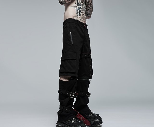 Punk Rave Black Gothic Punk Detachable Two-Wear Pants for Men 
