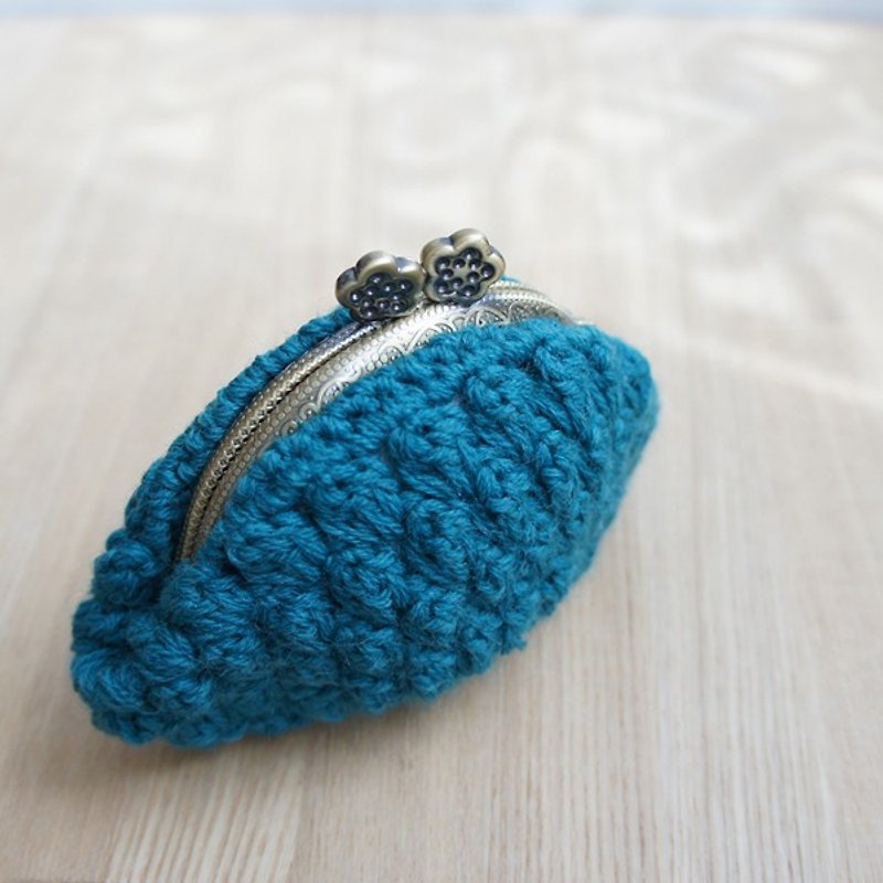Ba-ba handmade ☆ Popcorn crochet coinpurse (No. C877) - กระเป๋าถือ - วัสดุอื่นๆ สีเขียว