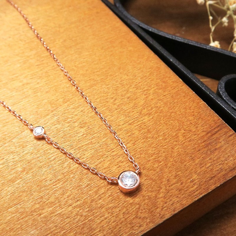 Satellite star track small drill very short clavicle chain 14.5 sterling silver necklace (rose gold) - สร้อยคอทรง Collar - เงินแท้ สีเงิน