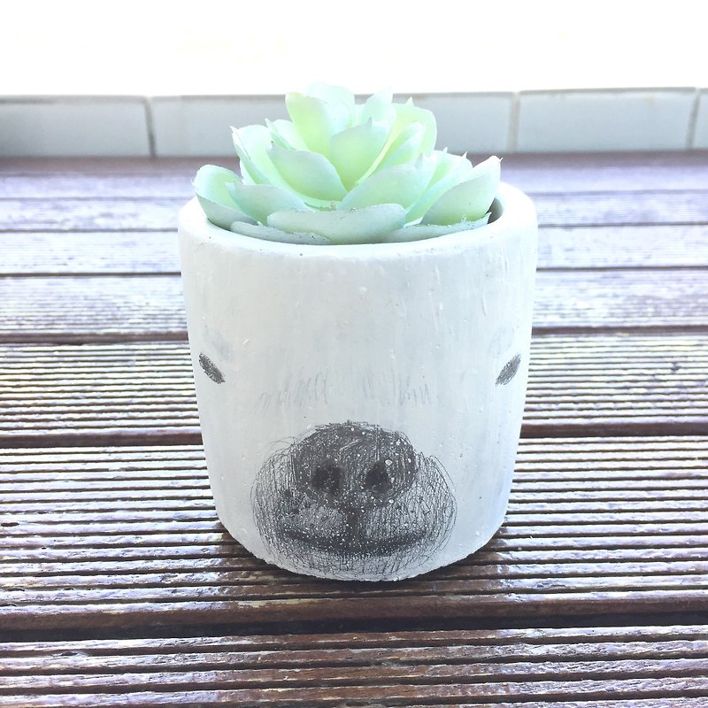 Oops bear - hand painted big white bear potted - Plants - Cement White
