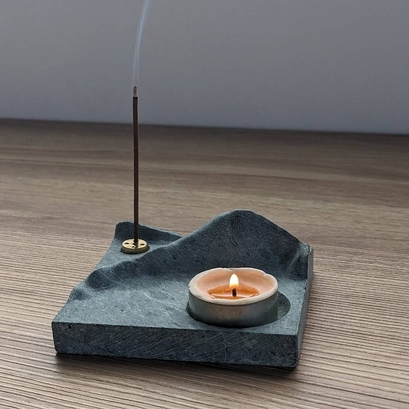 Mountain View Incense sticks Holder - Candles & Candle Holders - Stone White