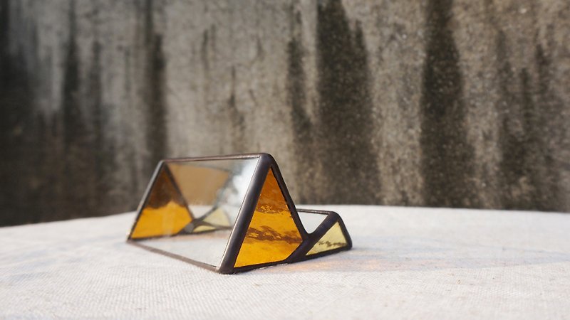 Xiaolu Shimmer-yellow mobile phone holder, business card holder, storage rack, glass inlaid - Other - Glass Yellow