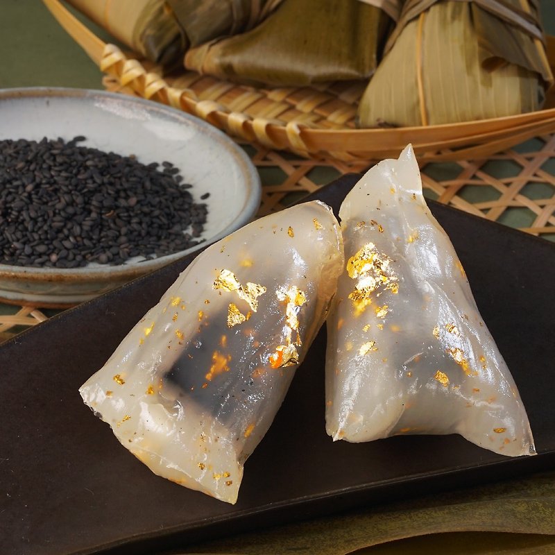 [Frozen delivery] Black sesame gold foil crystal rice dumplings - Other - Other Materials Gray