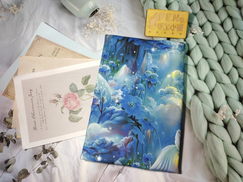 Landscape Series - Photo Thin Cotton Fabric Blue Fantasy Floral Book Cover - Cloth Book Cover Suitable for A5-25K Specifications - Book Covers - Cotton & Hemp 