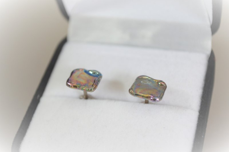 Titanium pierced earrings, 16G, 1.2mm, set of 2, titanium earrings, Tetra - ต่างหู - โลหะ หลากหลายสี