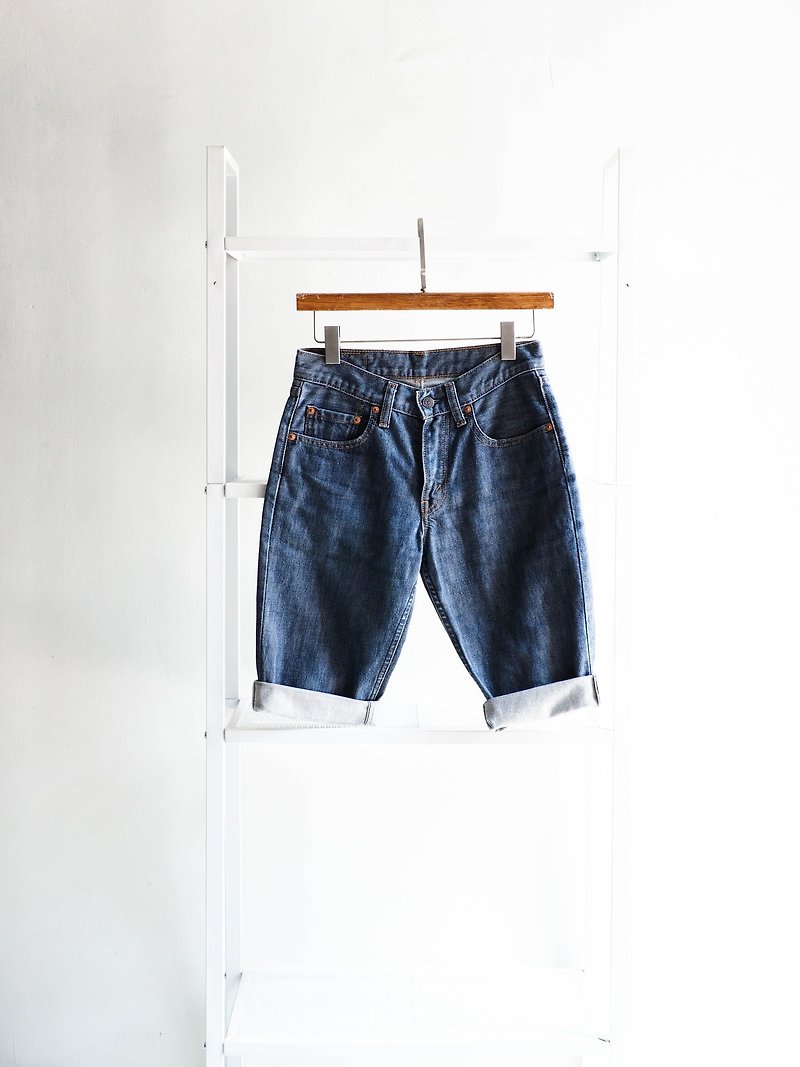 Levis 558 / W26 Ishikawa deep sea stone blue youth story cotton tannin antique shorts denim - Women's Pants - Cotton & Hemp Blue