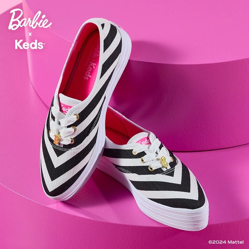 KEDS Barbie 條紋帆布鞋 9241W234998 - 女休閒鞋/帆布鞋 - 其他材質 