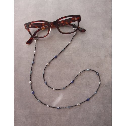 Glasses Code】Black × Blue 2way グラスコード ネックレス兼用
