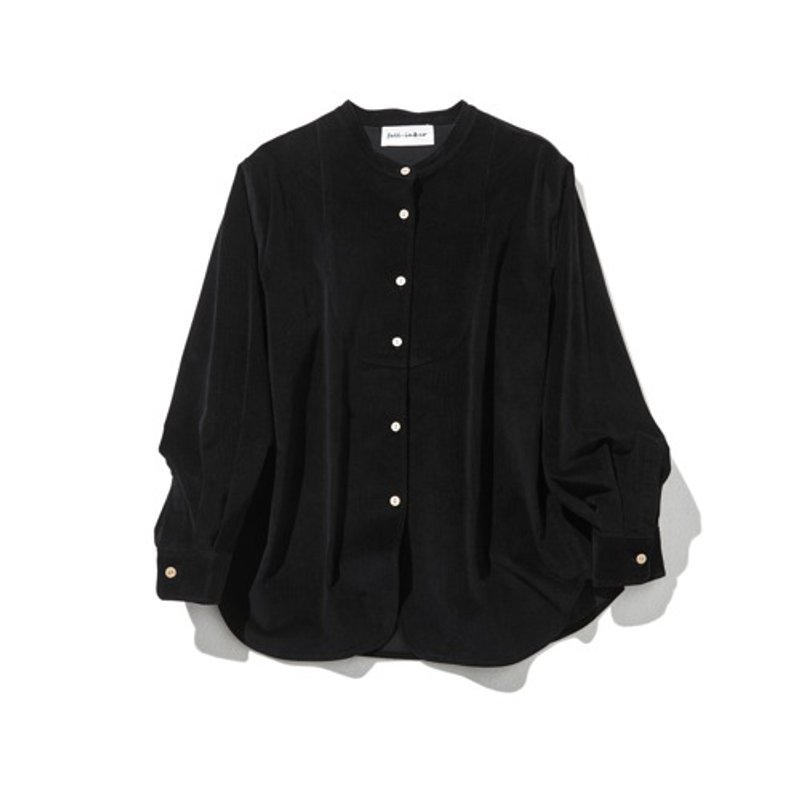 A relaxed and stylish corduroy shirt blouse 230208-6 - Women's Tops - Cotton & Hemp Black