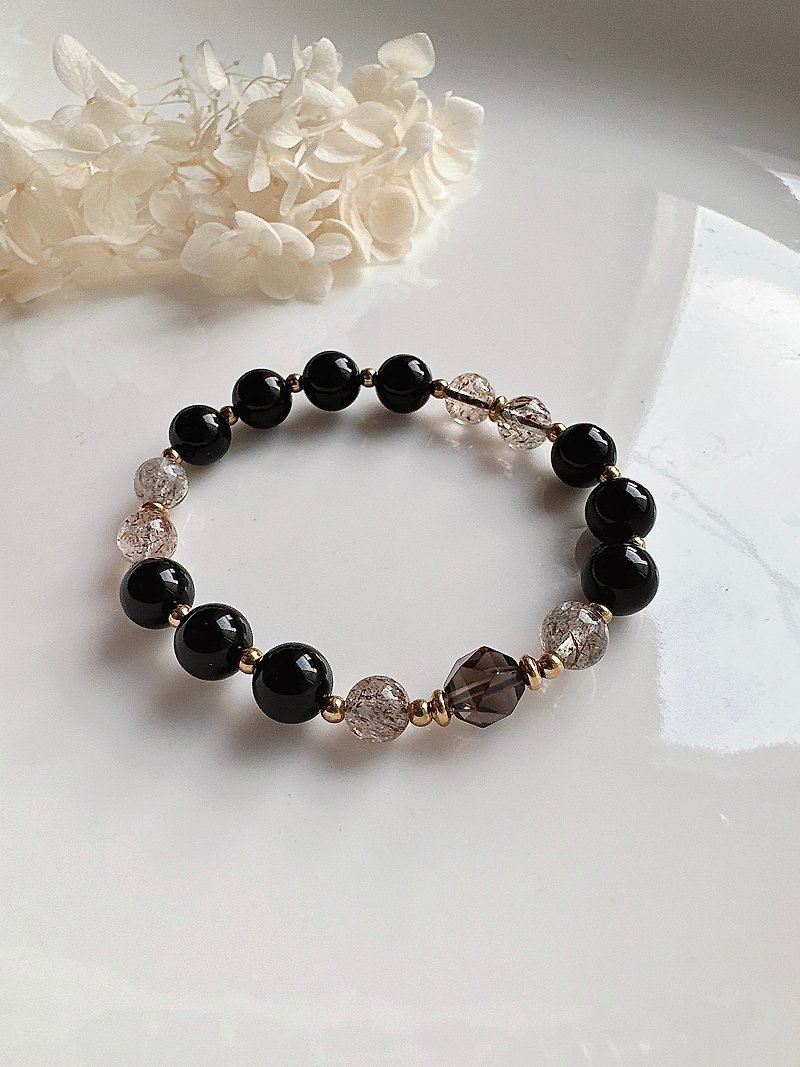 Xinchen-Icy Stone Black Gold Super Seven Bronze Bracelet - Bracelets - Crystal Black