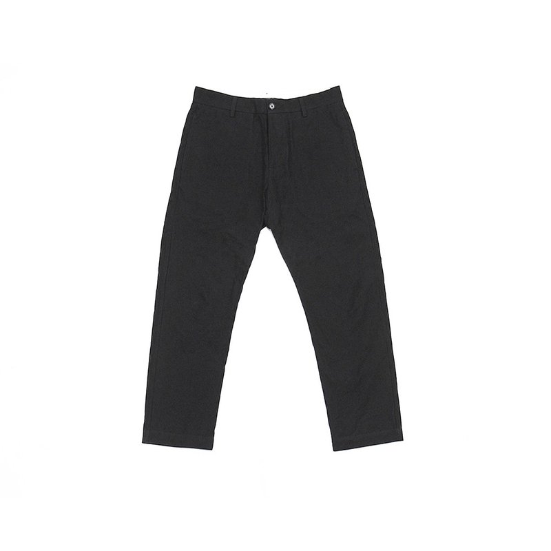 JANWONG VIII Dark wind special three-dimensional tailoring basic eight-point 9-point pants - กางเกงขายาว - ผ้าฝ้าย/ผ้าลินิน สีดำ