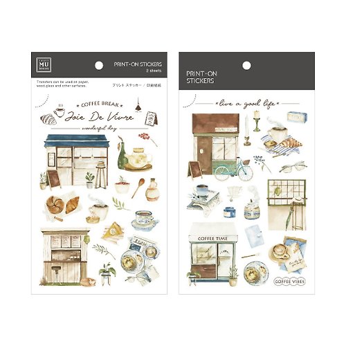MU 【Print-On Stickers 轉印貼紙】no.251-咖啡散策 | 插畫師系列