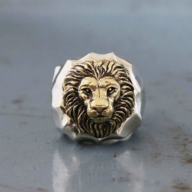 แหวน สิงโต ไบค์เกอร์ นักขี่มอเตอร์ไซด์ กะโหลก วินเทจ แม็กซิกัน ทองเหลือง - แหวนทั่วไป - โลหะ สีทอง