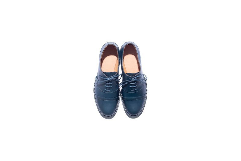 Stitching Sole_Trainer_Blu - รองเท้าอ็อกฟอร์ดผู้ชาย - หนังแท้ สีน้ำเงิน