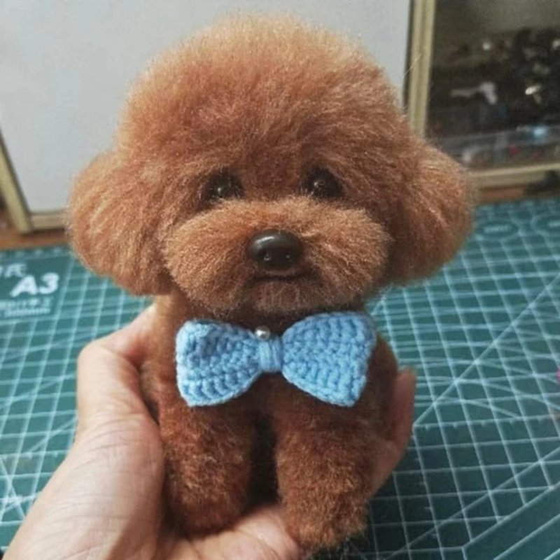 客製化逼真泰迪犬羊毛氈寵物娃娃定製複刻狗狗猫咪毛小孩公仔 - 貓/狗玩具 - 羊毛 多色