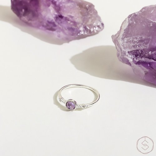 飾品控 SPANCONNY 天然水晶流行飾品 盼 | 紫水晶 S925純銀 | 天然石輕珠寶戒指