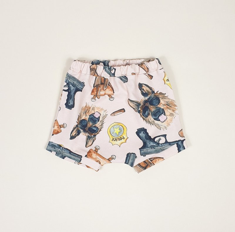 Policeman baby shorts, baby boy shorts, baby girl shorts, kids shorts with dogs - กางเกง - ผ้าฝ้าย/ผ้าลินิน หลากหลายสี