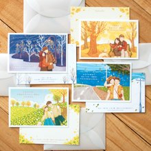 カップル グリーティング カード - 四季 (春、夏、秋、冬) セット