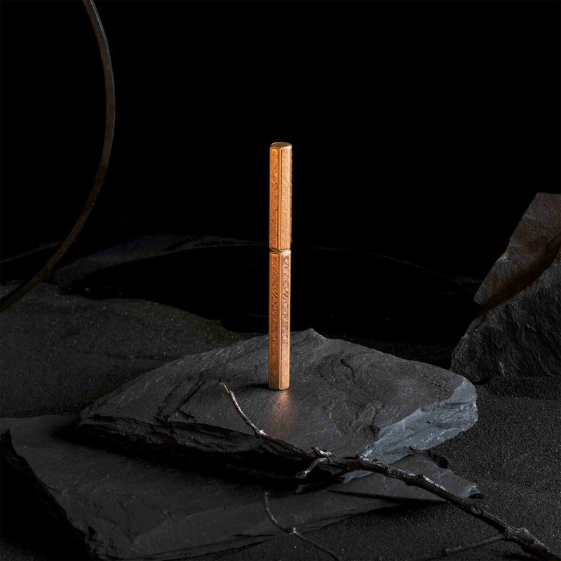 【蘭紋錺金具鋼珠筆】經典工藝系列 - 鋼珠筆 - 銅/黃銅 金色