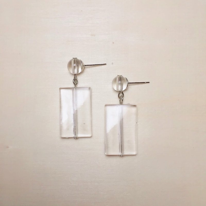 Waterproof Acrylic Transparent Curved Rectangle Earrings - Earrings & Clip-ons - Acrylic Transparent