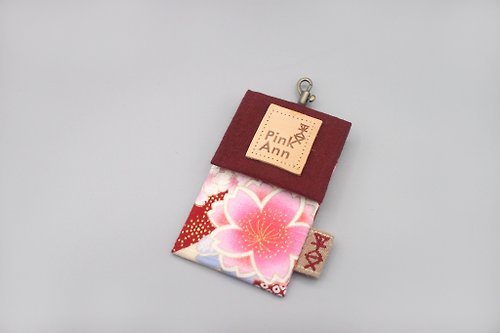 Pink Ann 平安 平安卡包-繽紛櫻花,日本燙金布,悠遊卡包直接感應過卡