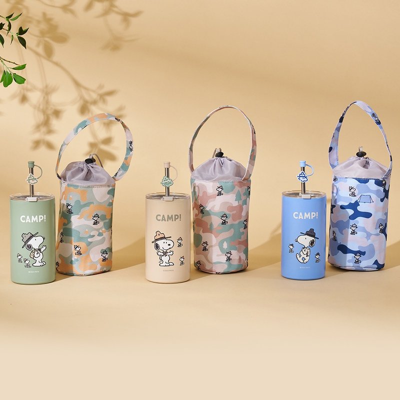 【聖誕禮盒】史努比 迷彩森林不銹鋼雙飲杯保溫提袋4件組 - 保溫瓶/保溫杯 - 不鏽鋼 